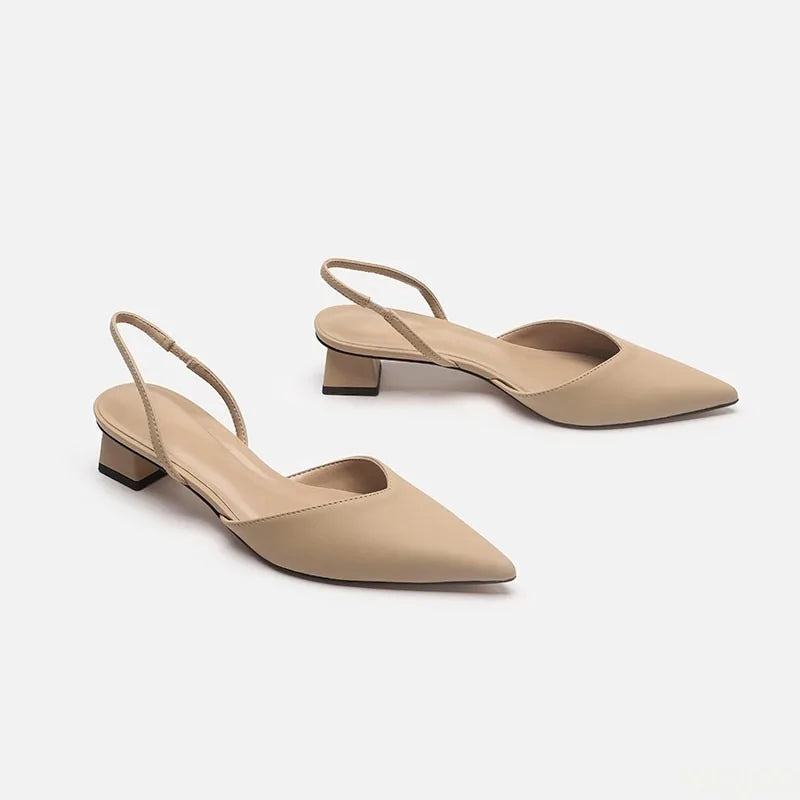 Women's Pointed Toe Square Heel Sandals – Slip-On Strap