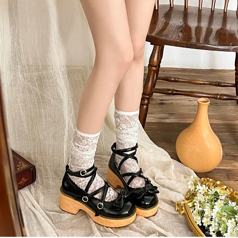 Women's Butterfly-Knot Mary Jane Heels | JK Lolita Pumps