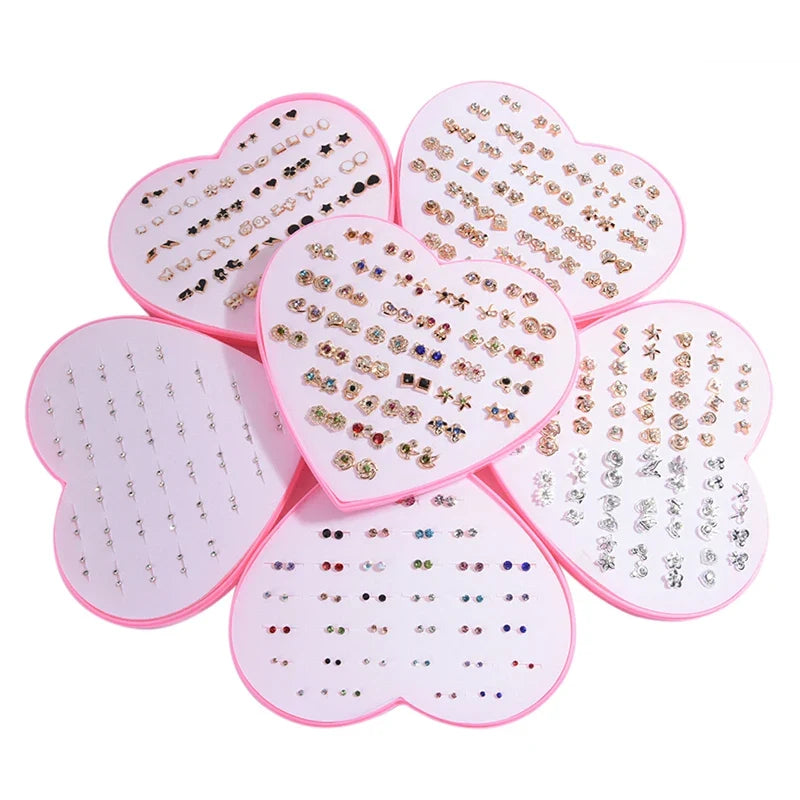 36 Pairs Crystal Flower Stud Earrings Set for Women & Girls