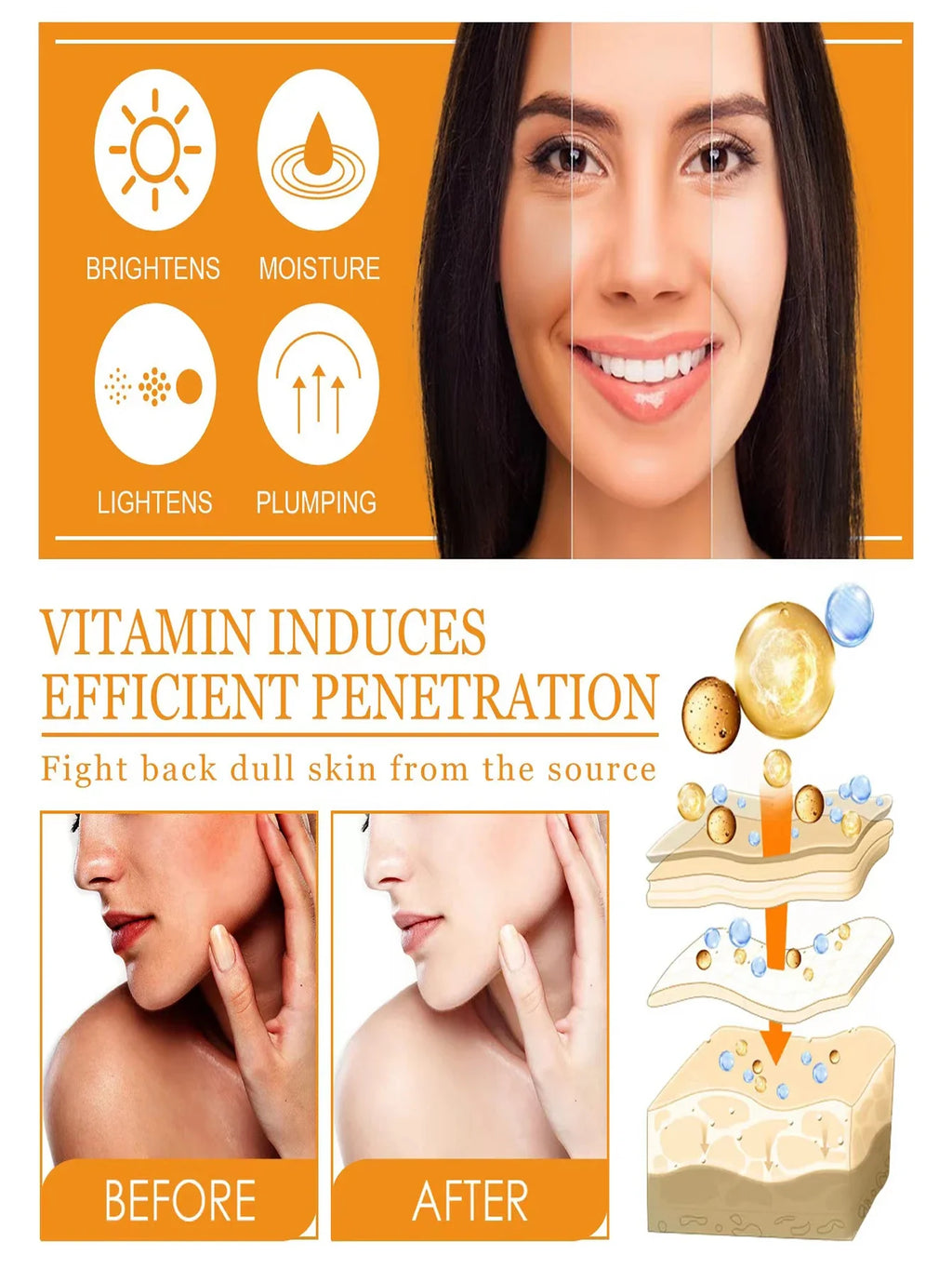 Vitamin C Serum Face Whitening Facial Hyaluronic Acid Dark Spot