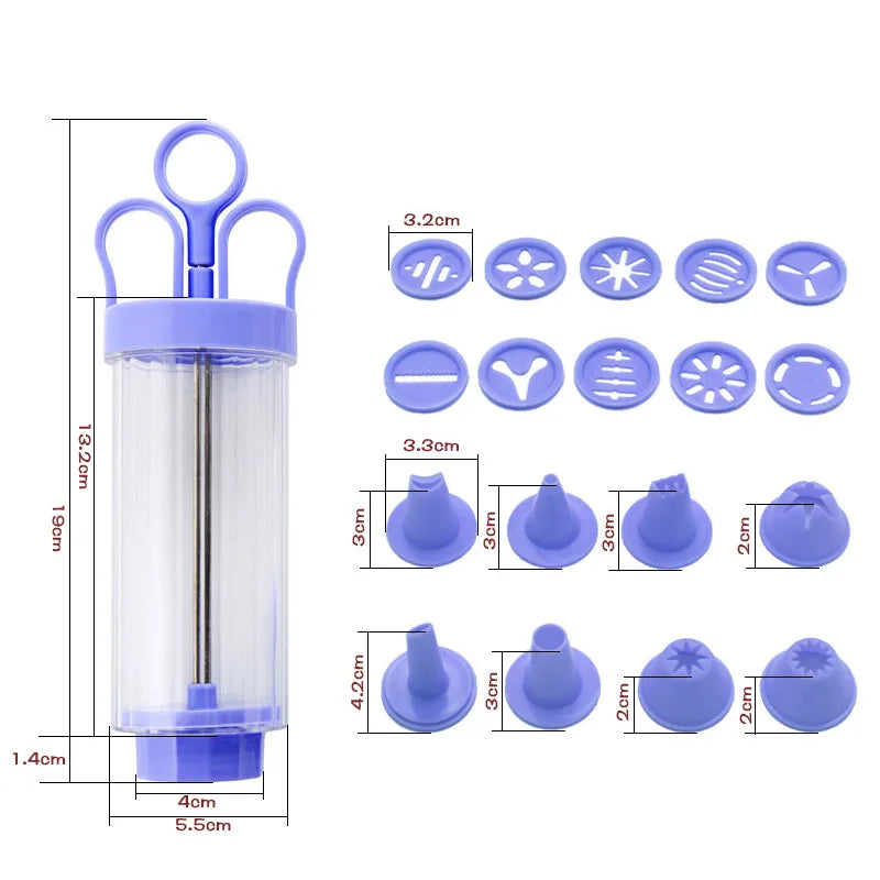 DIY Pastry Cream Gun & Cookie Decorator – 18-Piece Nozzle Set