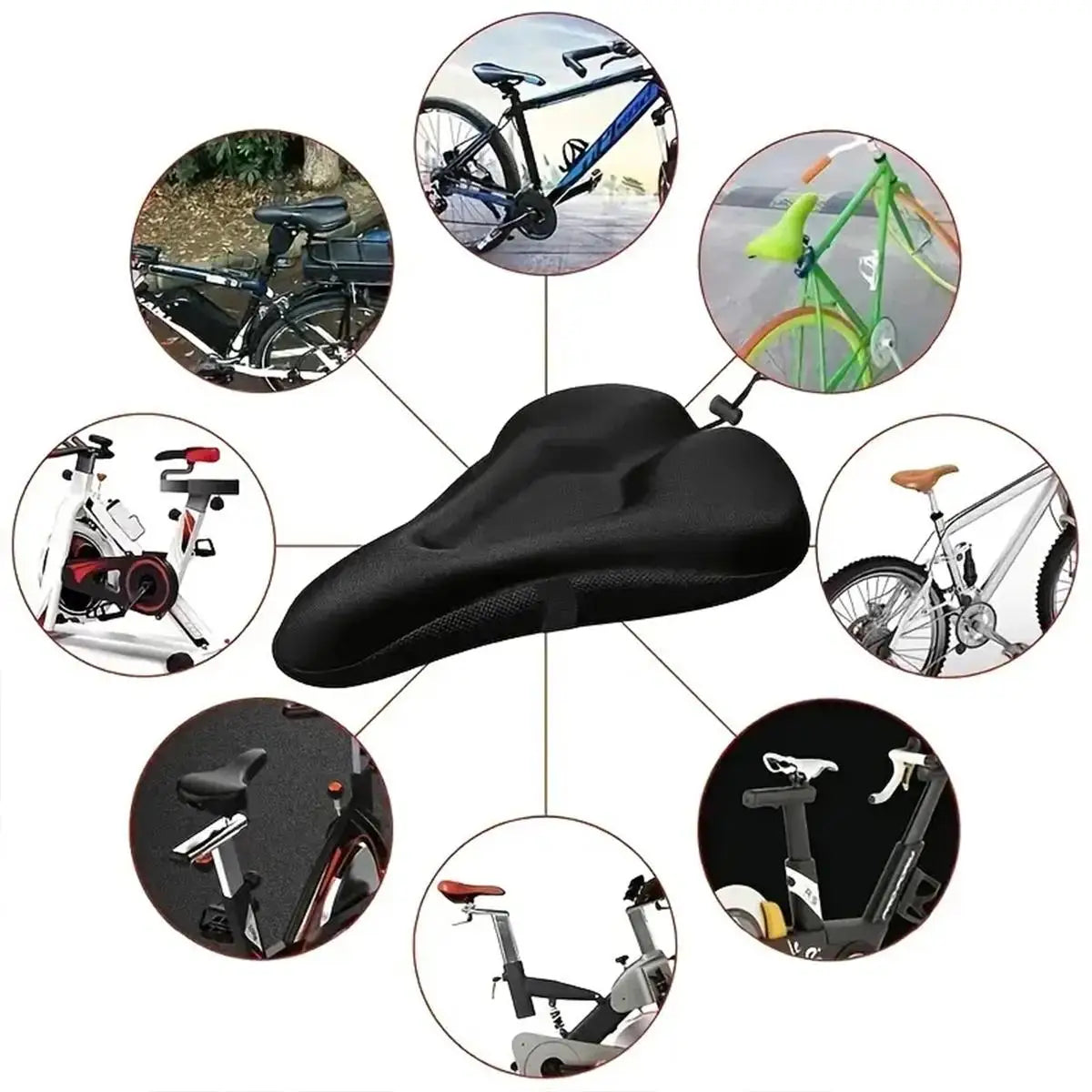 Gel Padded Bike Seat Cushion Soft Pad Bicycle Saddle Cover Men Women