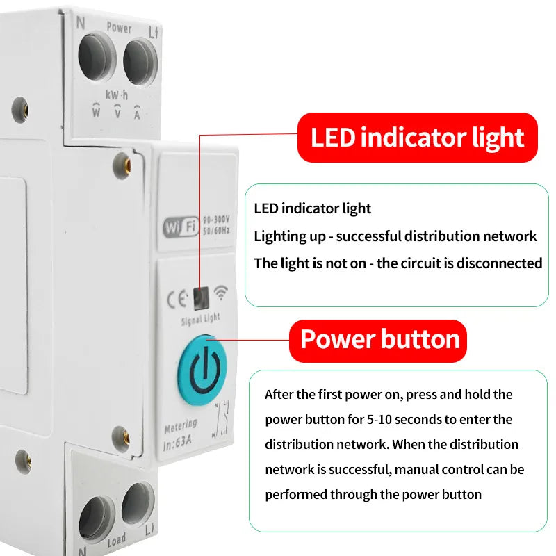 Tuya WiFi Smart Circuit Breaker – App & Timer Control 220V