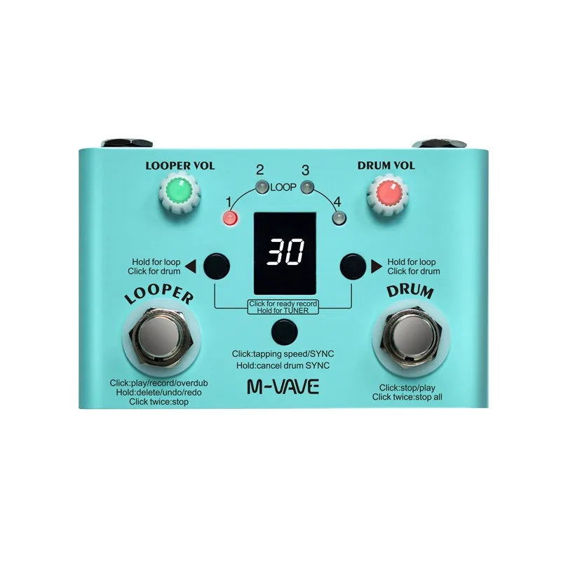 M-vave Lost Tempo V2 Drum Machines Looper Pedal Built-in 30 Drums 11