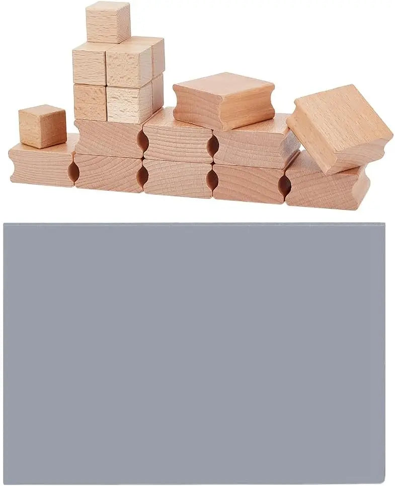 20-Pc Blank Rubber Stamp Set – Beechwood Mounts & Engraving Sheet