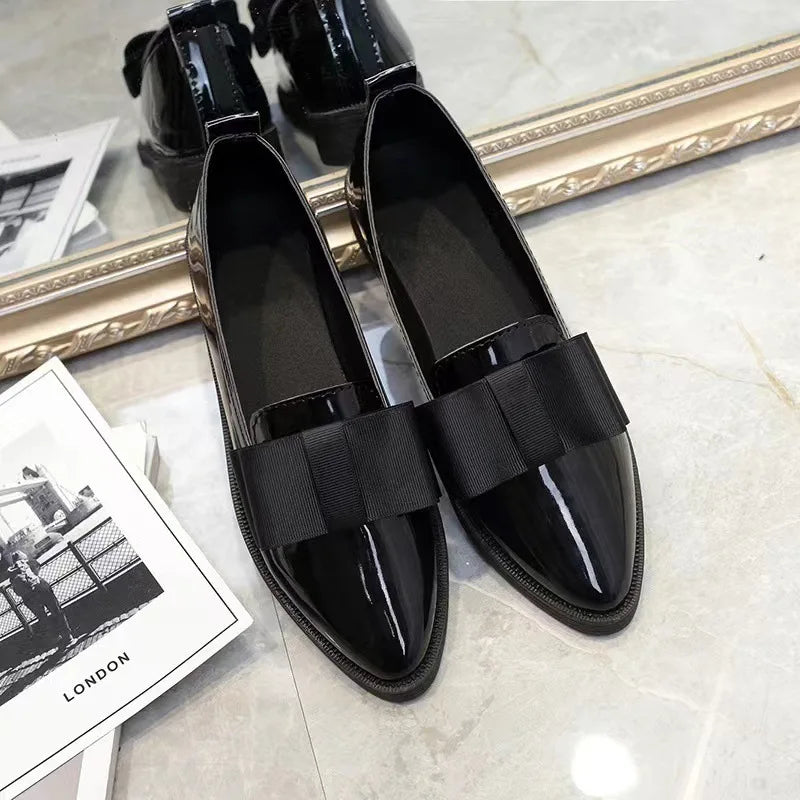 Women's Bow Knot Pointed Toe Flats – Anti-Slip Slip-On Shoes