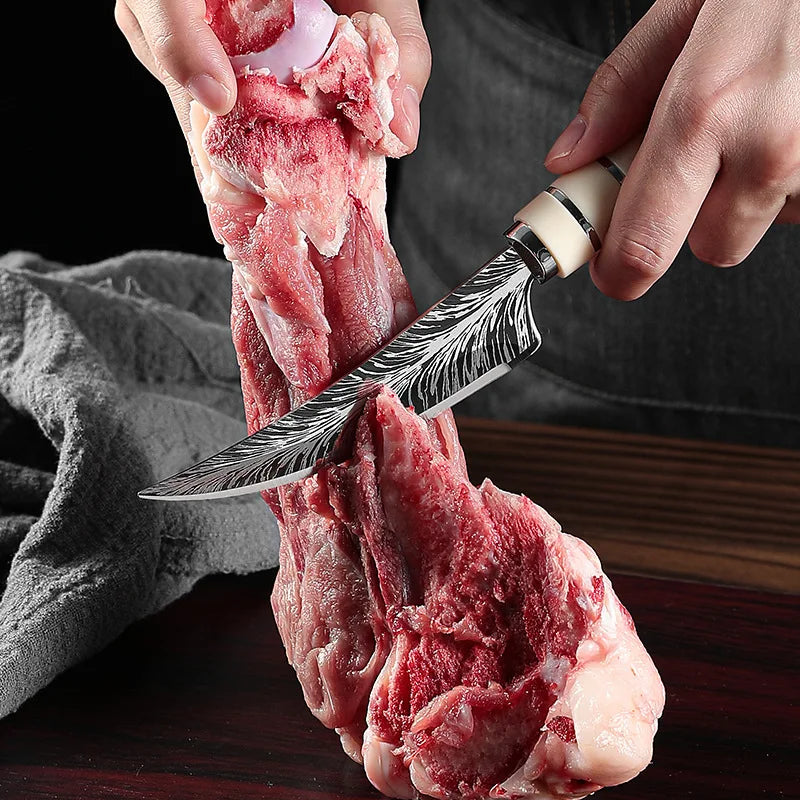 Damascus Curved Boning Knife | Stainless Steel Fruit & Meat Knife