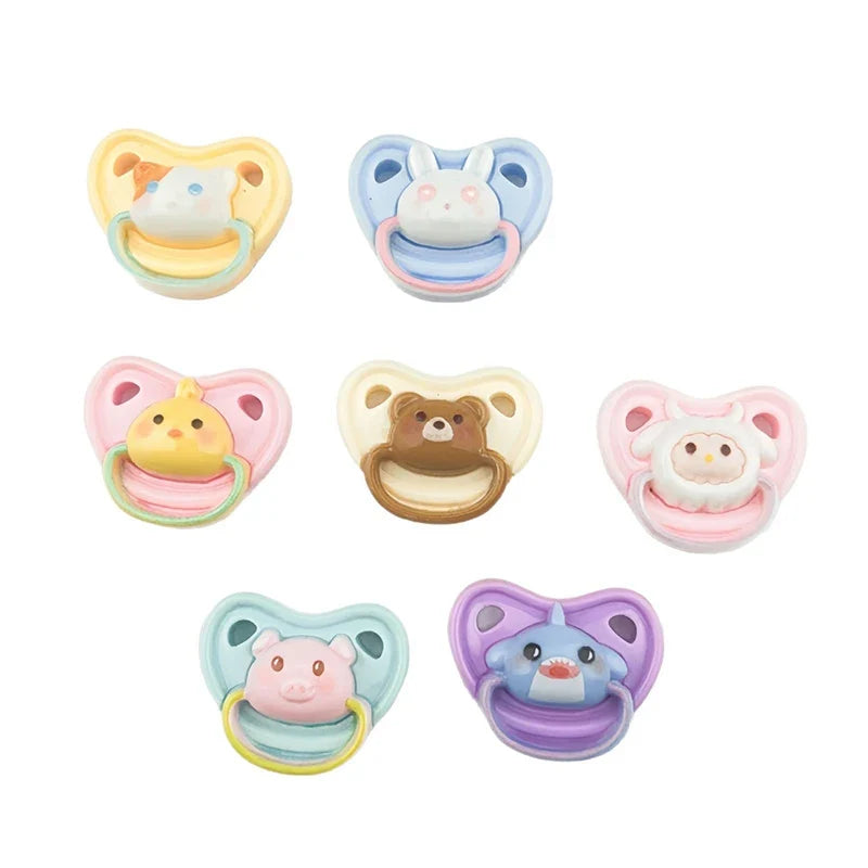 10 Pcs Mini Resin Dollhouse Pacifiers – Animal Doll Accessories