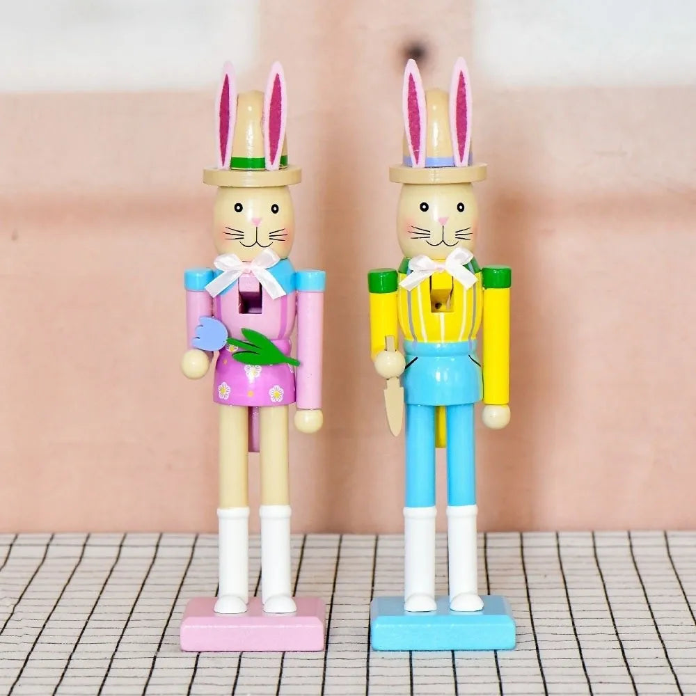Wooden Easter Bunny Nutcracker Figurine | Handmade Décor Gift