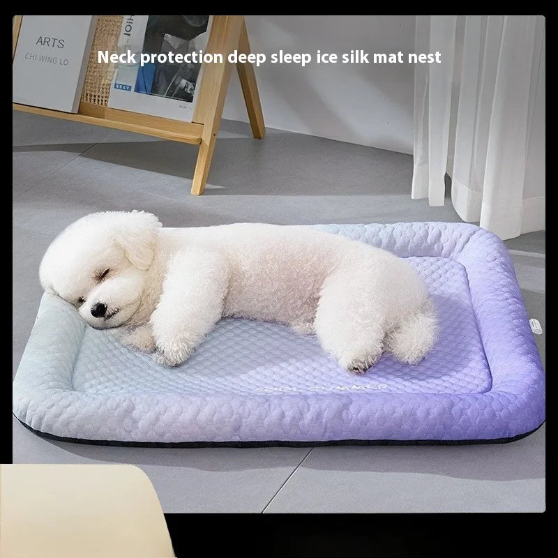 Summer Pet Ice Pads Cold Silk Cool Feeling Dog Beds Skin-friendly