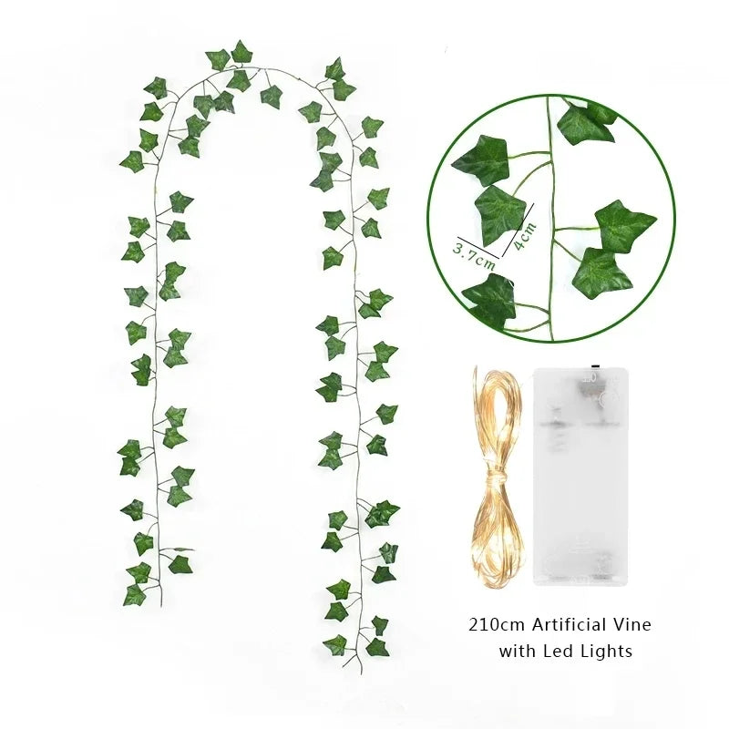 2M LED Artificial Green Vine String Lights | Wedding & Home Decor