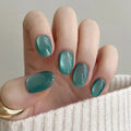 24pc Nude Pink Cat Eye Almond Press On Nails | Korean Style