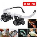 2XLED Watch Jeweler Repair Magnifier Head-mounted Headband Adjustable