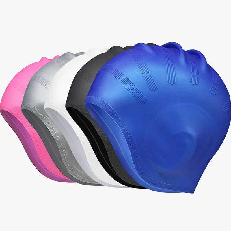 Adult Silicone Swimming Cap – Waterproof Ear Protection, Long Hair