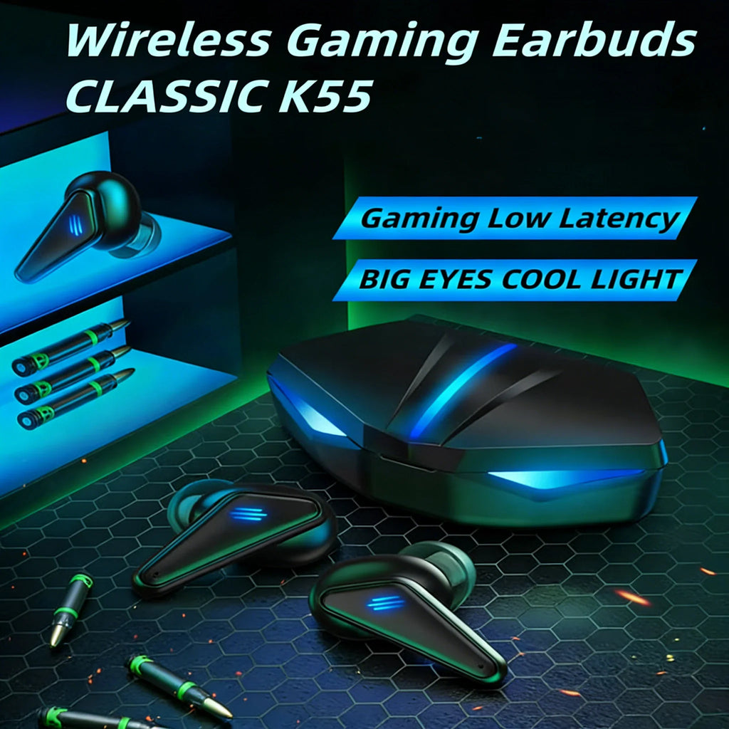 K55-TWS Bluetooth Gaming Earbuds – 65ms Low Latency & Mic