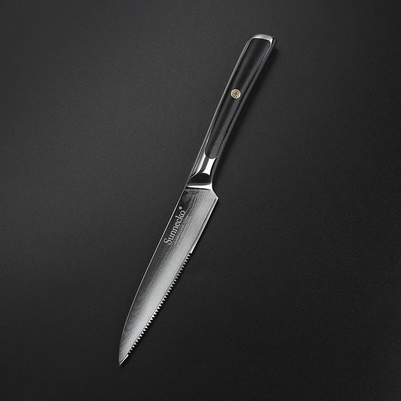 Sunnecko 5" Damascus Steak Knife – 73-Layer VG10 Steel