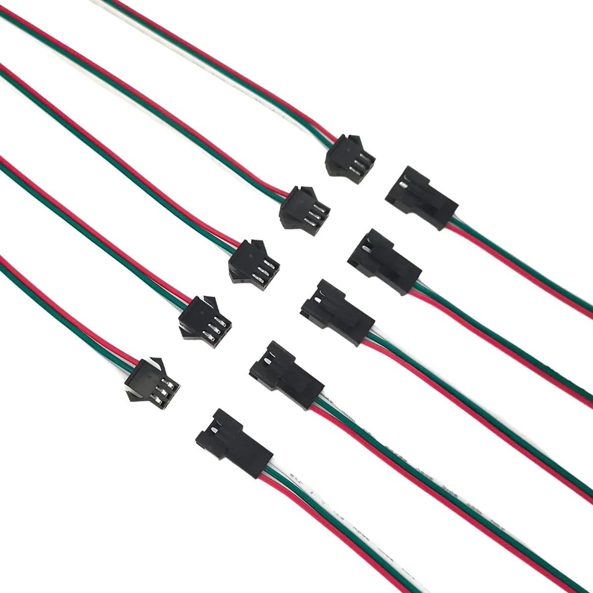 5-50 Pairs JST SM 3 Pin Connectors 22AWG Wire Female Male LED