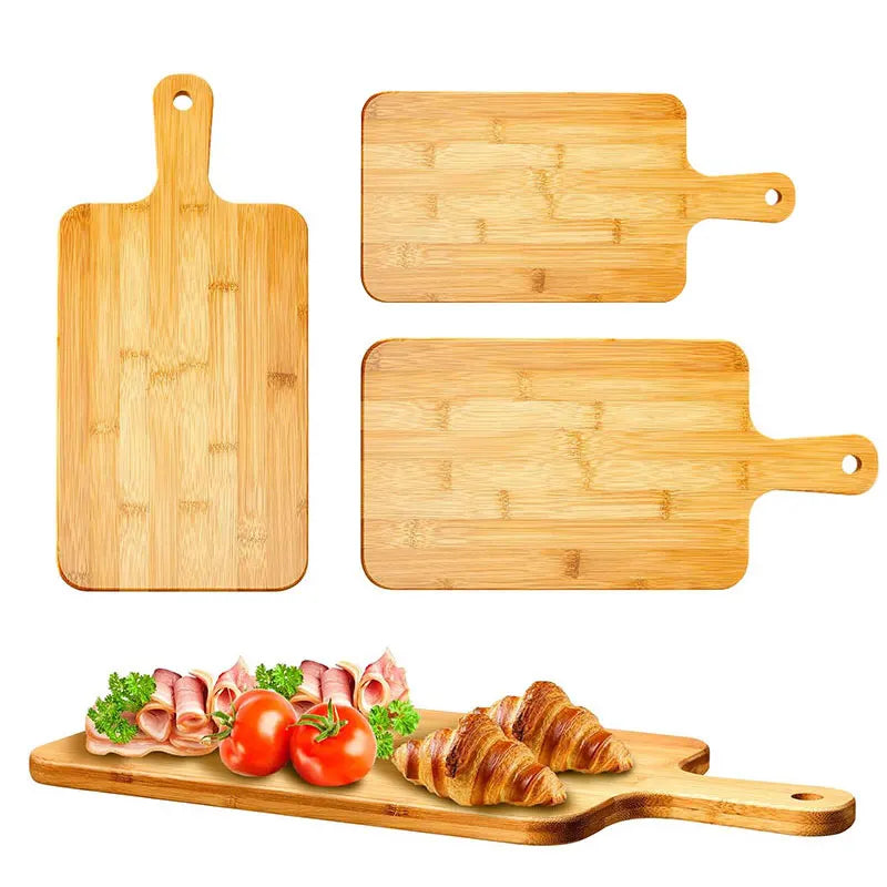 Bamboo Cutting Board with Handle – Large Wooden Serving Board