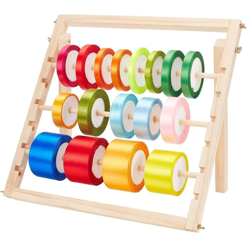 3-Tier Wood Ribbon Holder & Spool Organizer for Crafts