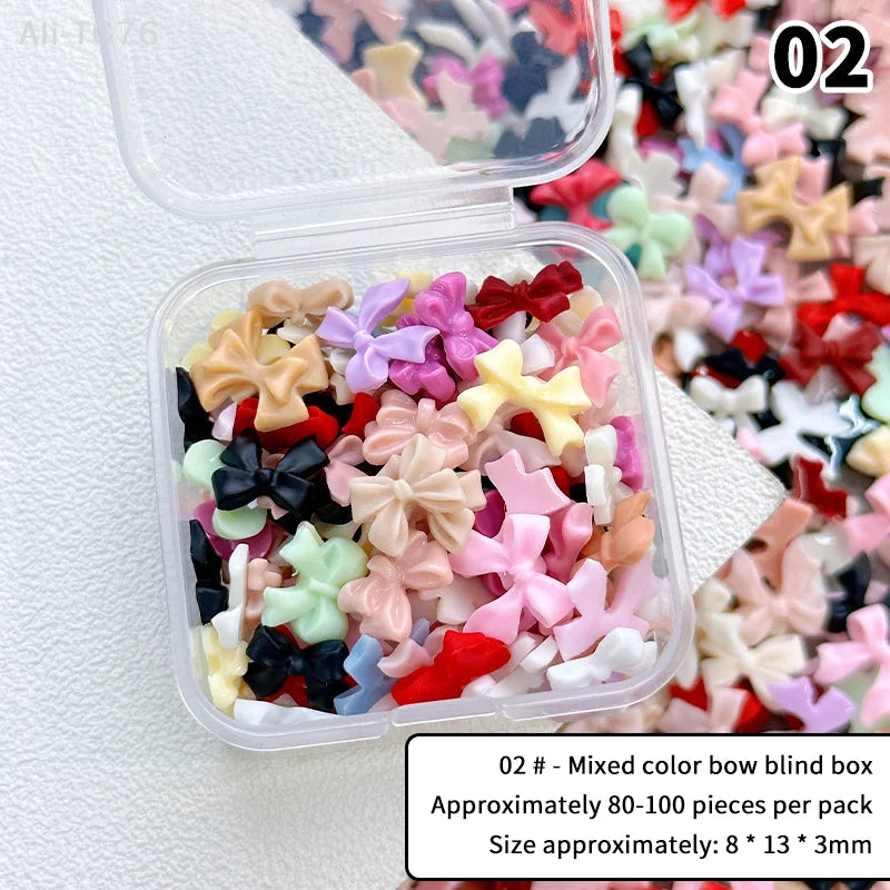3D Resin Bow Nail Charms – Mixed Ribbon Cartoon Nail Art Set