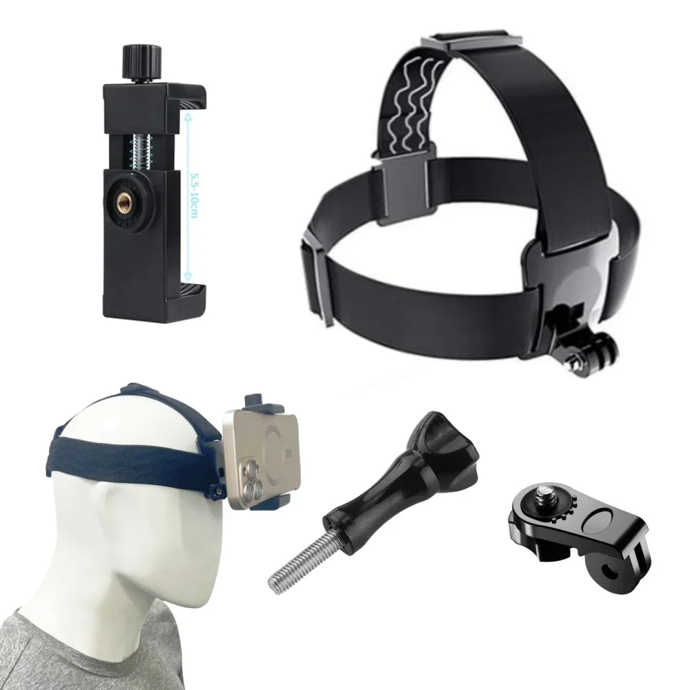 Head Strap Mount for GoPro Hero 11/10/9 & Phone Holder Kit