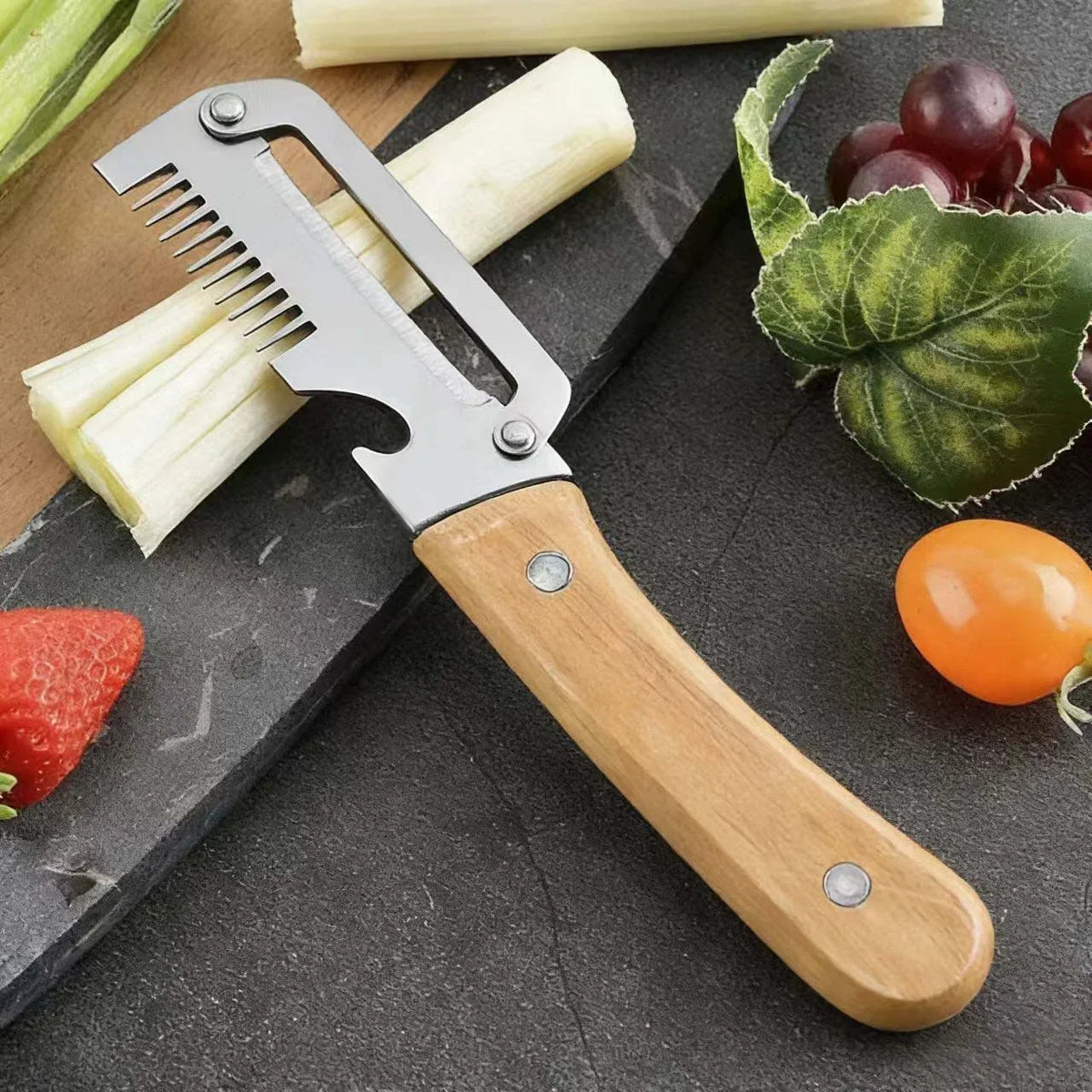 Stainless Steel Peeler with Wooden Handle | Fruit & Veg Tool