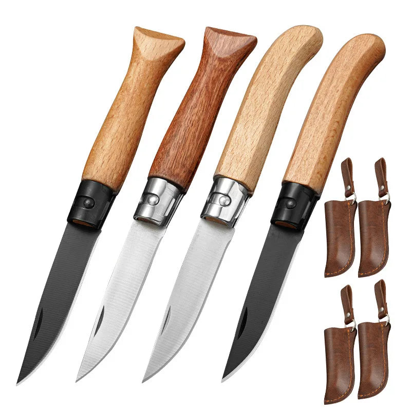 Folding Pocket Knife – 3CR13 Steel Blade & Wood Handle