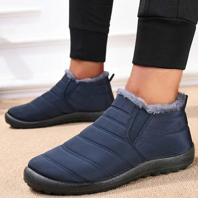 HAJINK Men's Slip-On Snow Boots – Waterproof Fur-Lined Winter