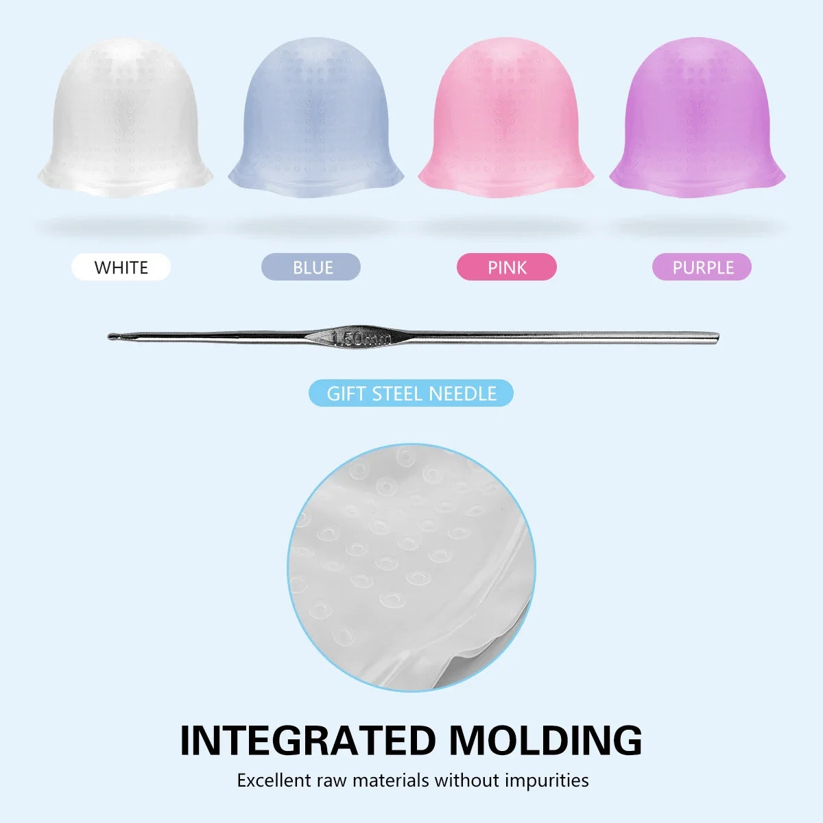Silicone Hair Highlight Cap with Hook – Reusable Dye Kit