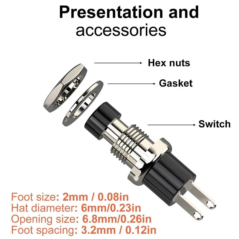 1A 250VAC SPST Mini Pushbutton Switches Normally Open NO Black Red