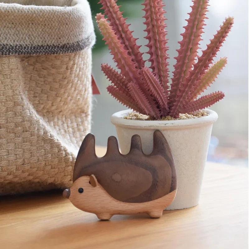 Cartoon Hedgehog Black Walnut Wood Scalp Massage Comb