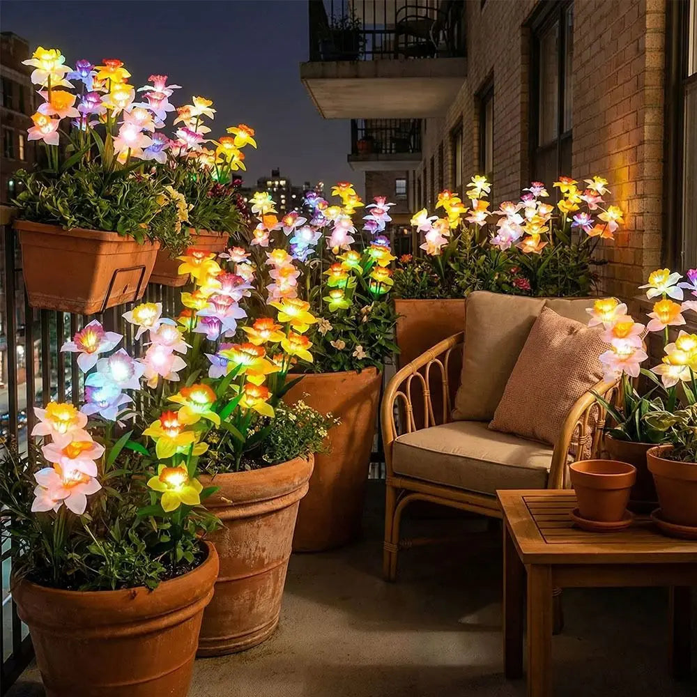Solar Narcissus Flower Stake Lights – IP65 Waterproof Garden