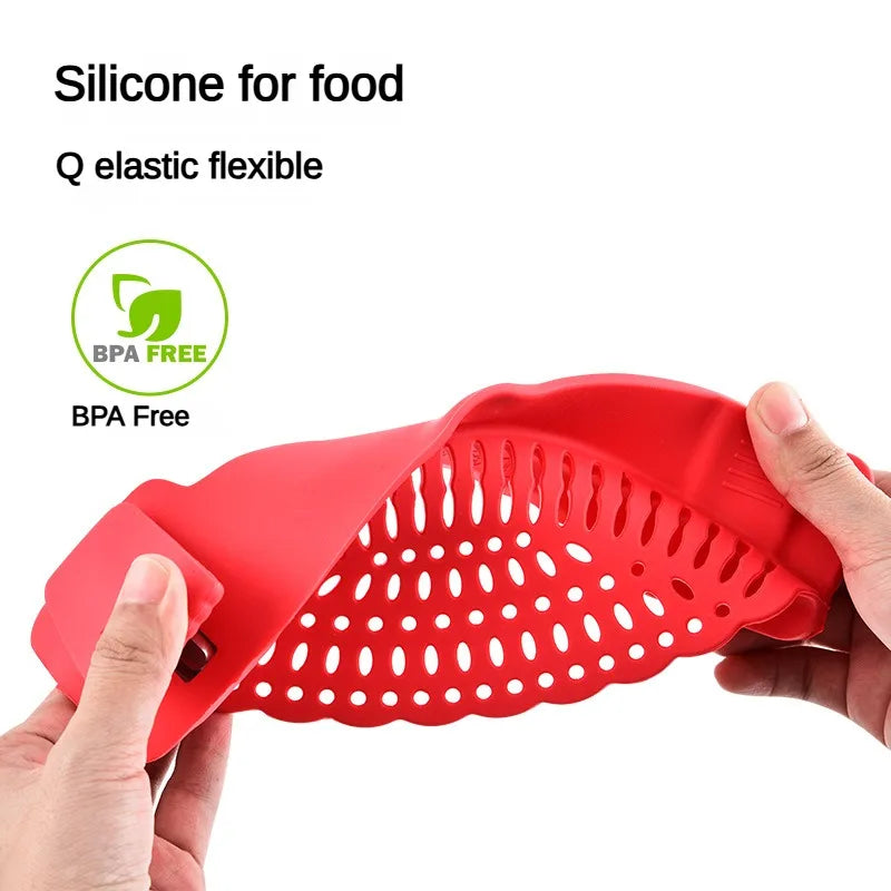 Clip-On Silicone Pot Strainer & Anti-Spill Water Drainer