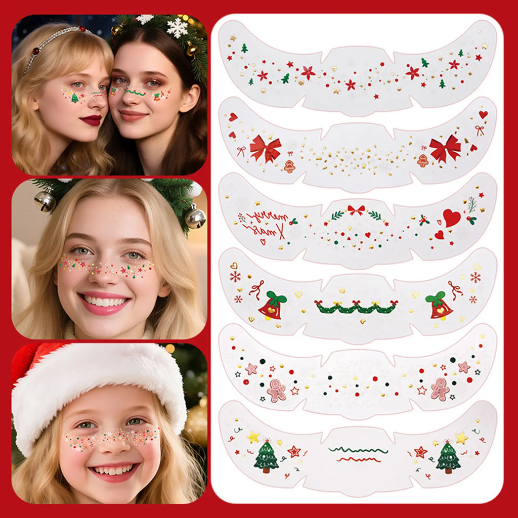 Christmas Sparkle Freckle Temporary Face Stickers – 6 Sheets