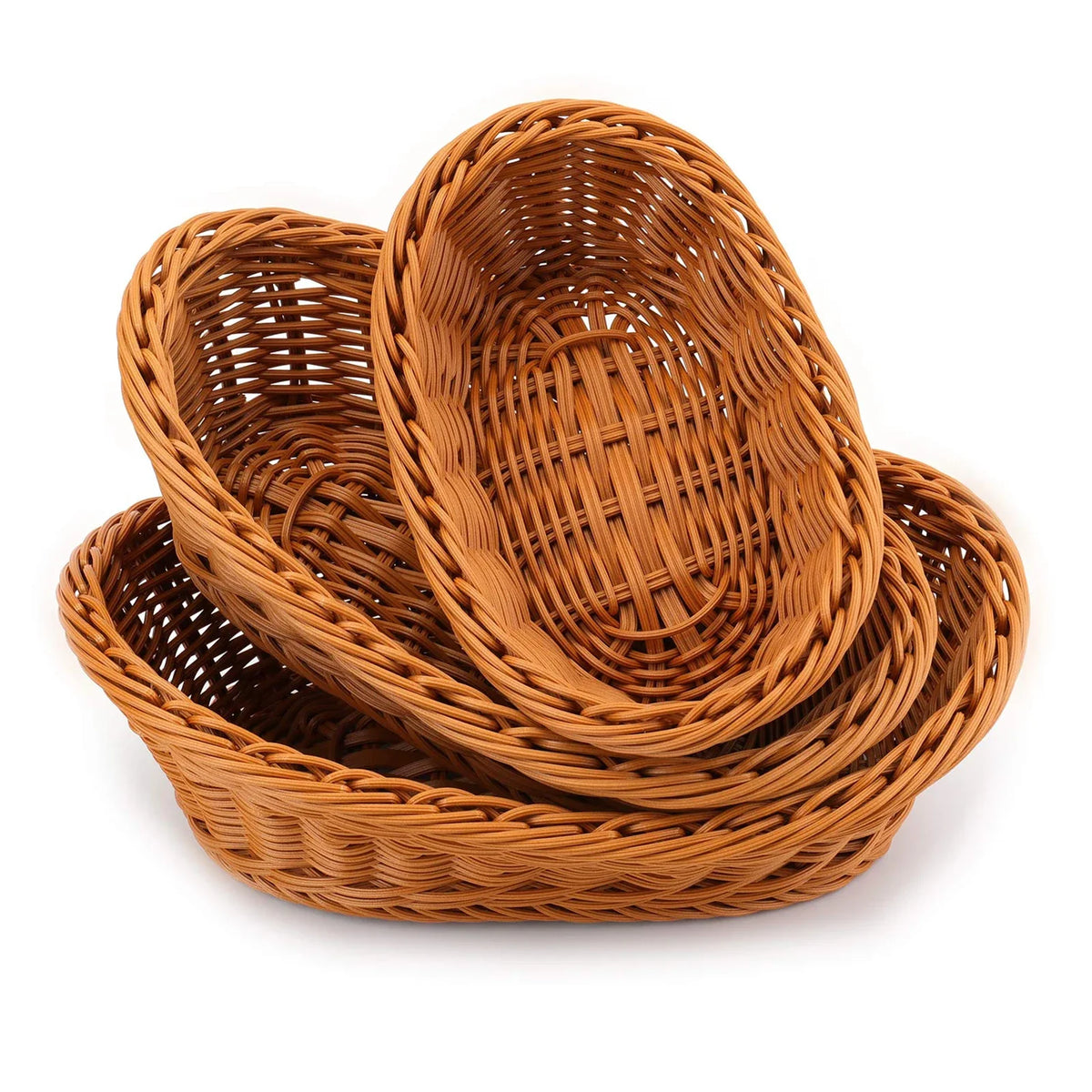Woven Rattan-Style Serving Basket Tray – Fruit, Bread & Snacks