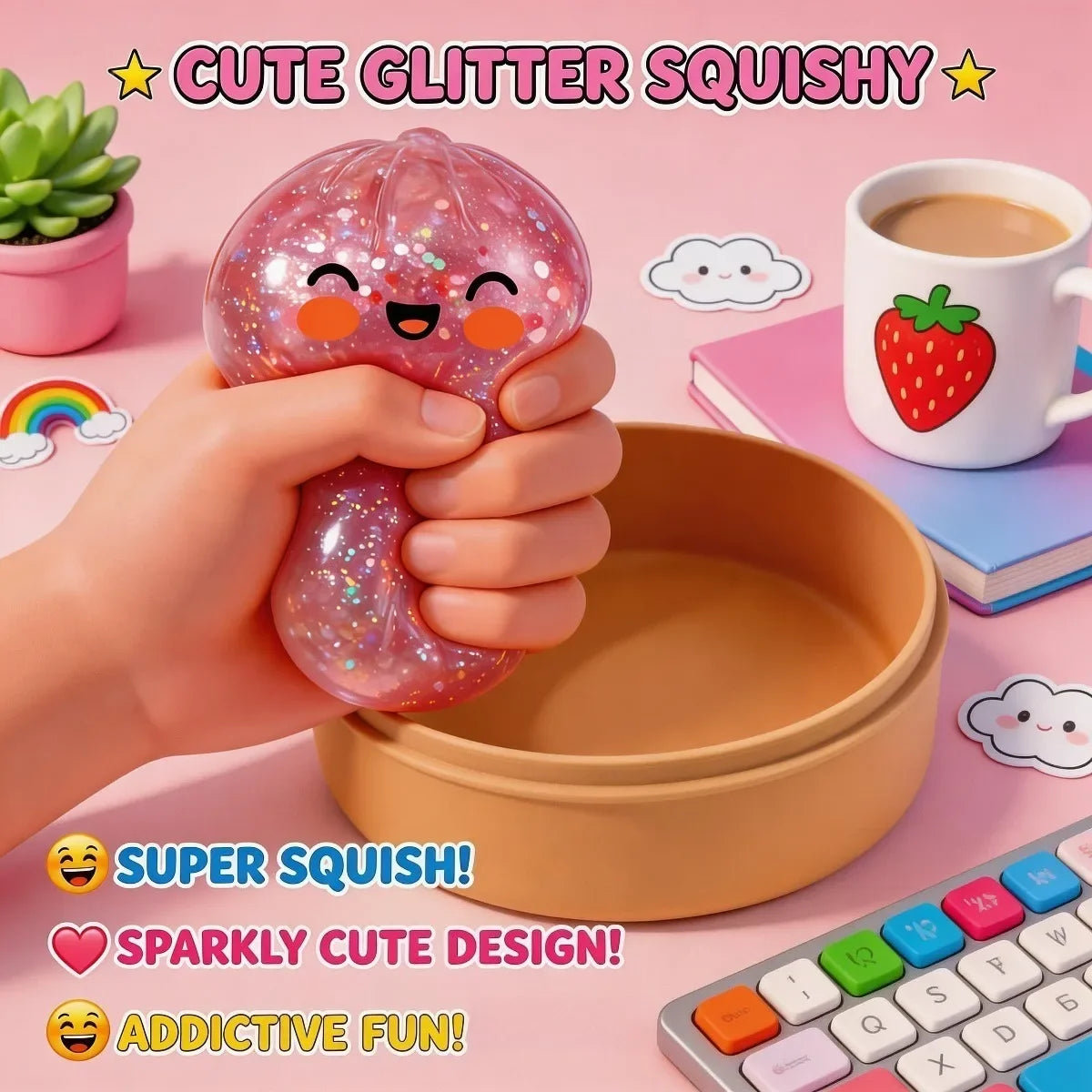 Colorful Crystal Squishy Bun Toy – Slow Rising Kawaii Gift