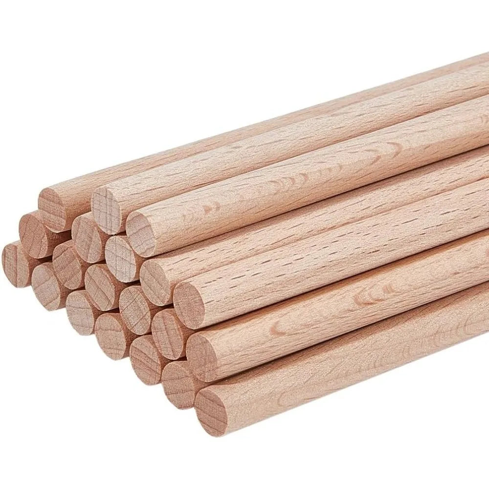 20Pcs Beech Wood Dowel Rods 8mm x 11.8" – Unfinished Craft Sticks