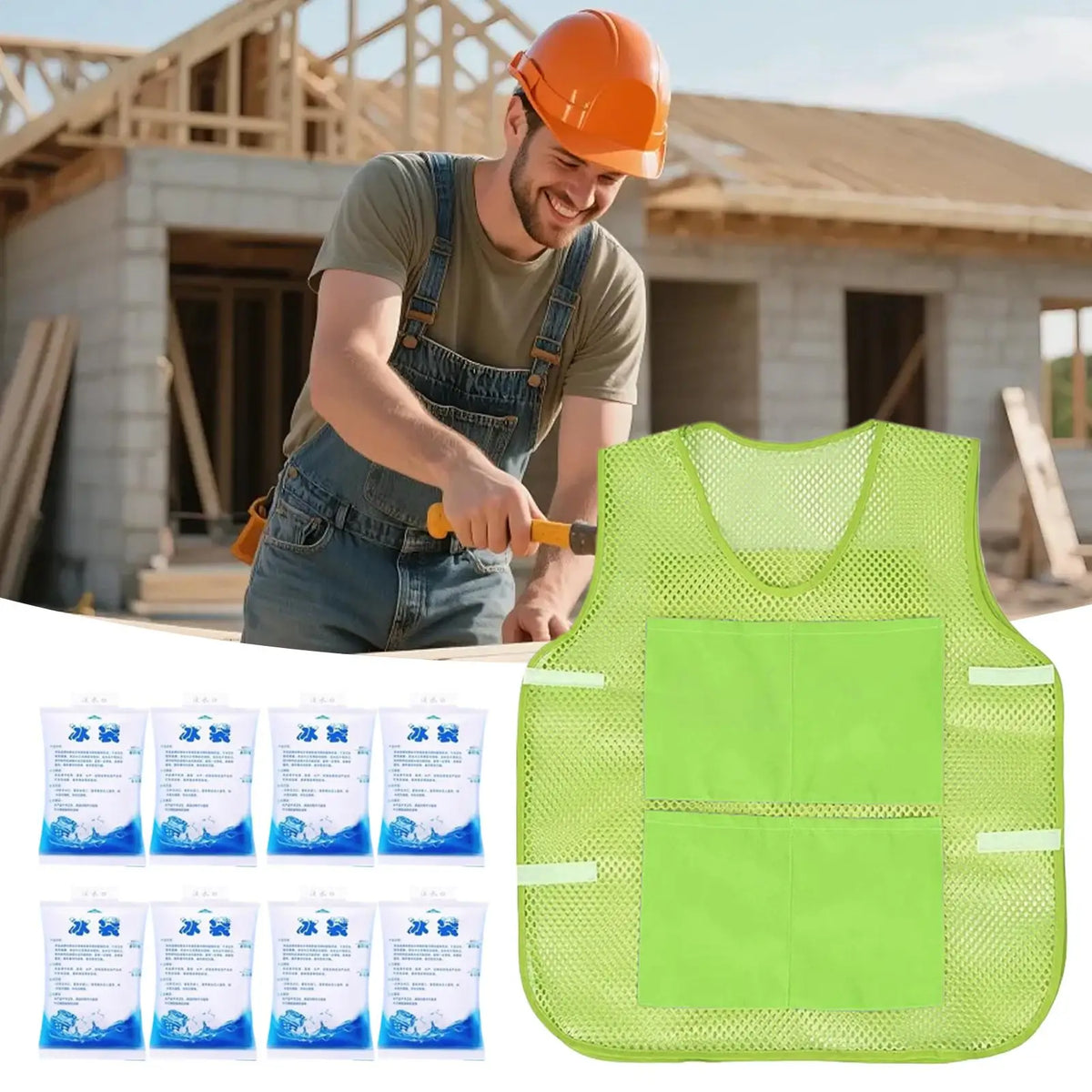 Ice Cooling Vest with 8 Ice Packs – Outdoor Work & Sports
