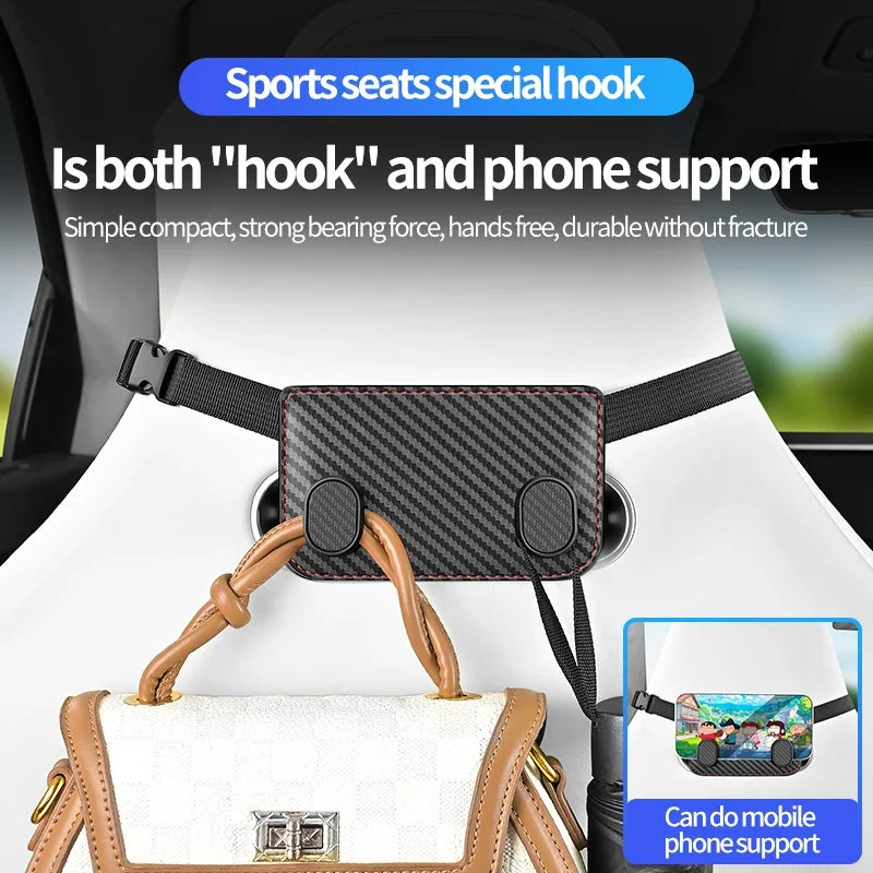 2-in-1 Car Headrest Hook & Phone Holder | Backseat Organizer