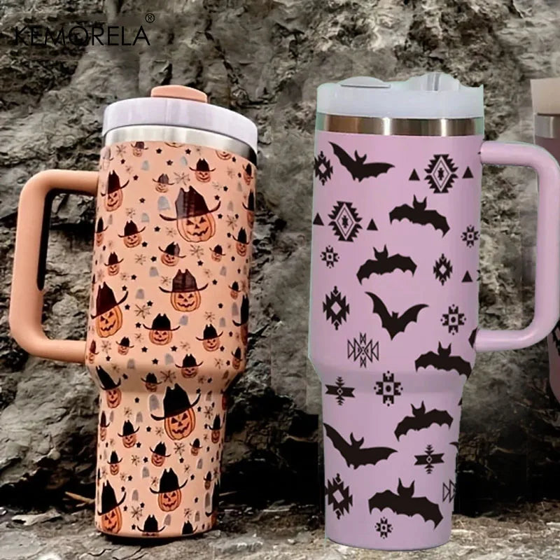 Halloween 40oz Stainless Steel Thermos | Lid, Handle & Straw