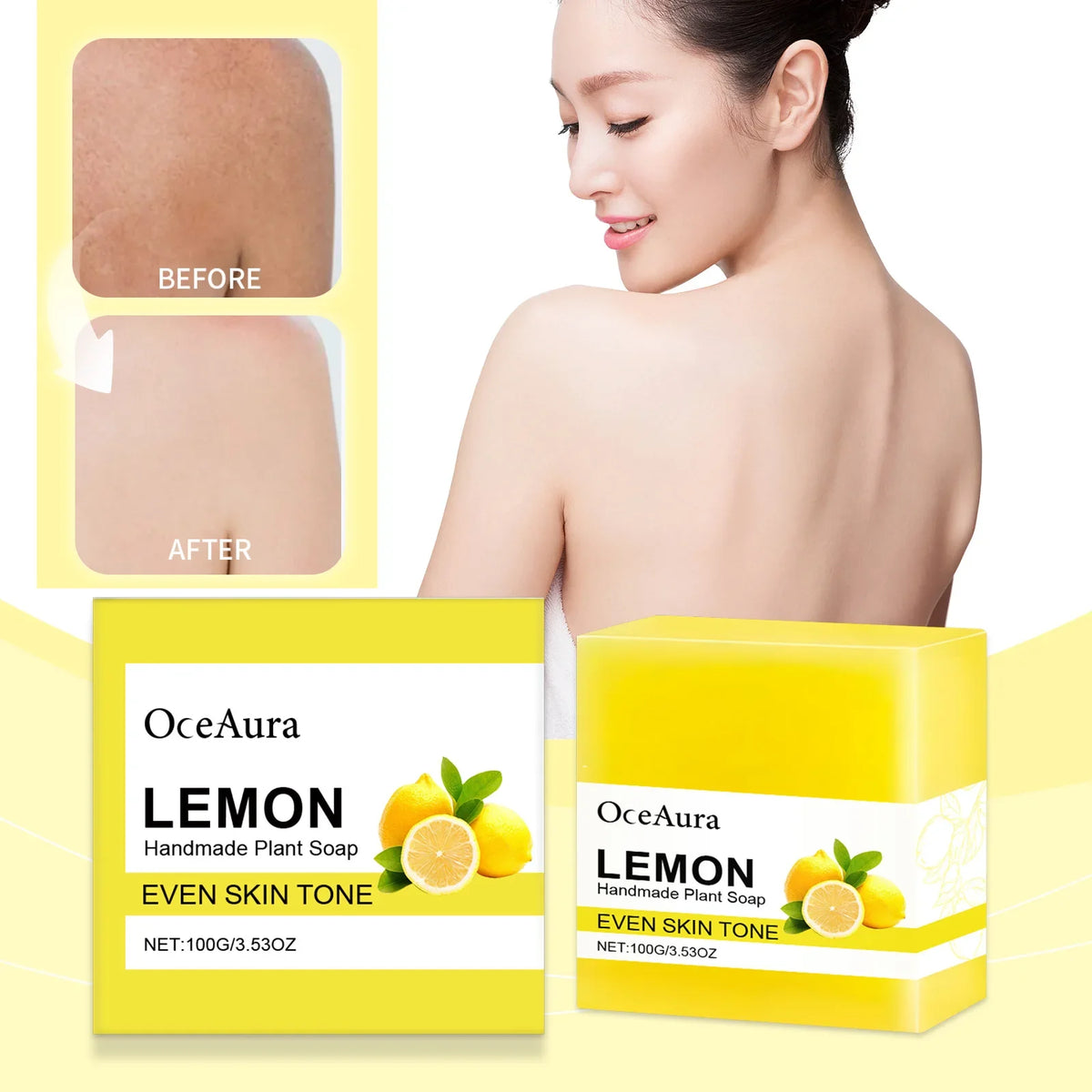 OCEAURA Lemon Handmade Essential Oil Soap Bar – 3.35 oz