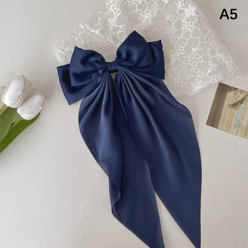Satin Bow Hair Clip – Elegant Ribbon Barrette for Women