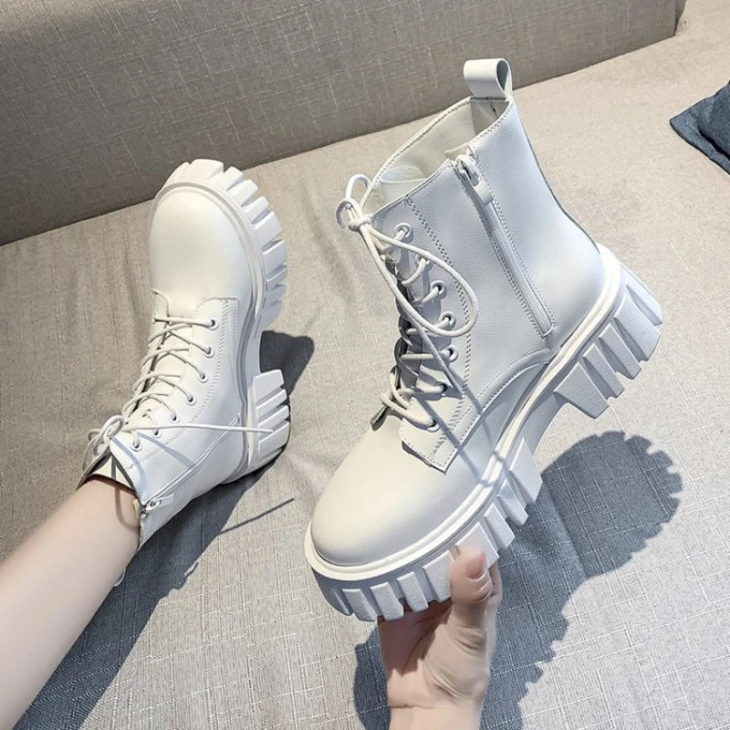 Women's Lace-Up Wedge Ankle Boots – Non-Slip Casual Boots