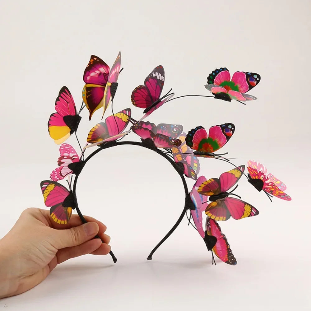 Womens Fairy Wreath Headband Butterfly Jewelry Flower Garland Hair