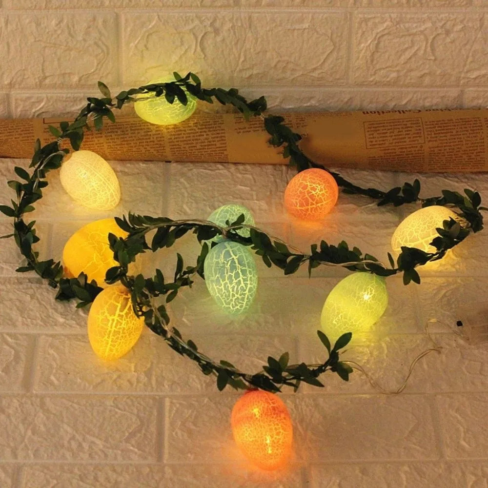 Easter Egg LED Light Garland – 2M Twig Wreath, 10 Lights