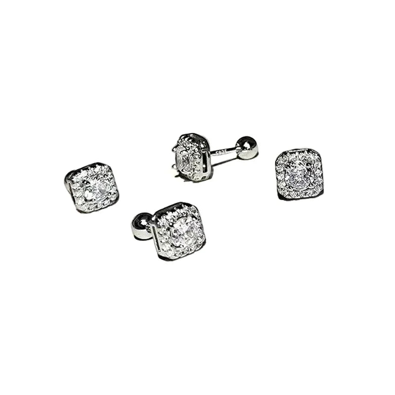 Hip Hop Moissanite Stud Earrings – Unisex Stainless Steel