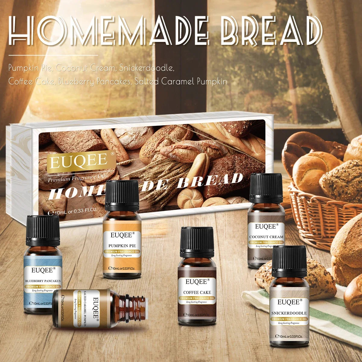 EUQEE 6-Piece Fragrance Oil Set – Reed Diffuser & Candle Making