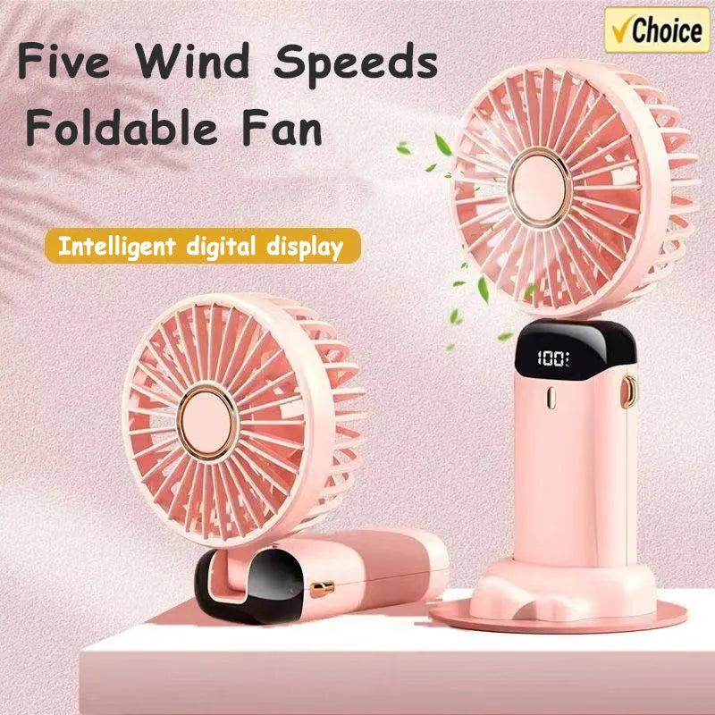 URGGU Foldable Neck Fan – 5-Speed USB Rechargeable & Phone Stand