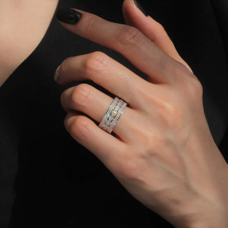 Huitan Crystal CZ Ring for Women – Wedding & Engagement Band