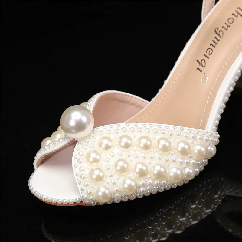 Women's Pearl High Heel Sandals – Luxury Wedding Bridal Shoes